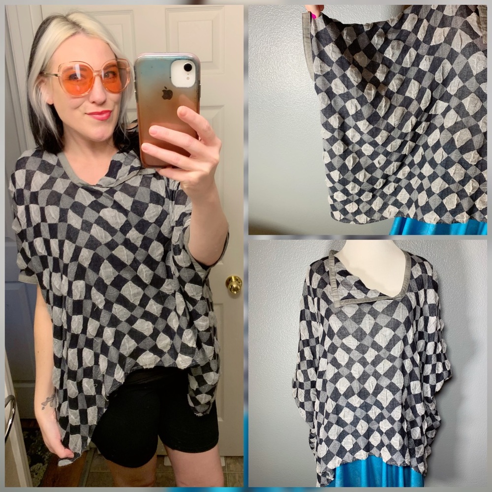 HINO & MALEE, asymmetrical, checkered top!!